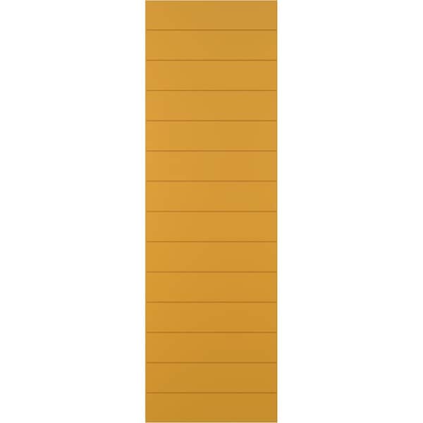 Ekena Millwork True Fit PVC Horizontal Slat Modern Style Fixed Mount Shutters, Turmeric, 15W x 28H, PR - TFP001HZ15X028TU