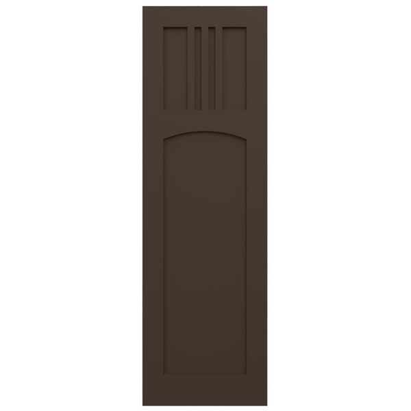 Ekena Millwork True Fit PVC San Miguel Mission Style Fixed Mount Shutters, Raisin Brown, 18W x 48H, PR - TFP001SM18X048TB