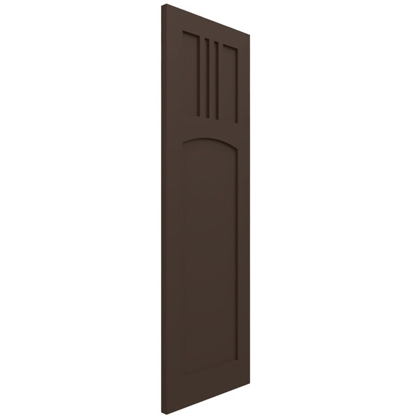 Ekena Millwork True Fit PVC San Miguel Mission Style Fixed Mount Shutters, Raisin Brown, 18W x 48H, PR - TFP001SM18X048TB