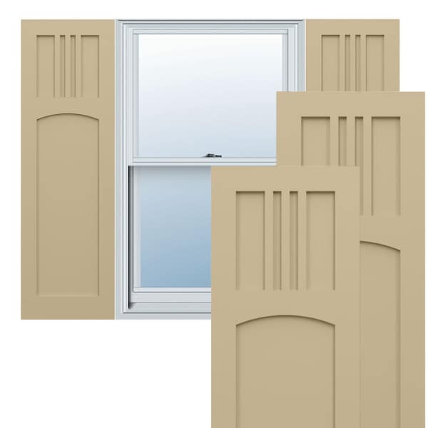 Ekena Millwork True Fit PVC San Miguel Mission Style Fixed Mount Shutters, Natural Twine, 15W x 29H, PR - TFP001SM15X029NT