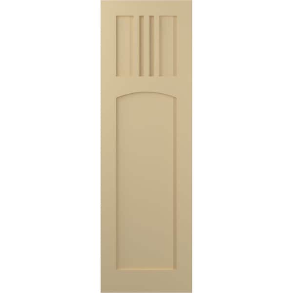 Ekena Millwork True Fit PVC San Miguel Mission Style Fixed Mount Shutters, Natural Twine, 15W x 29H, PR - TFP001SM15X029NT