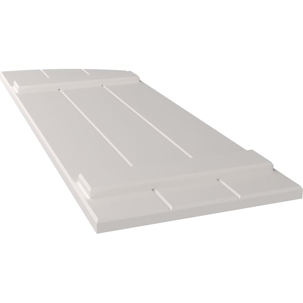 Ekena Millwork True Fit PVC, Three Board Elliptical Top Joined Board-n-Batten Shutters, Unfinished, 16 1/8W x 52H, PR - TFP101BE16X052UN