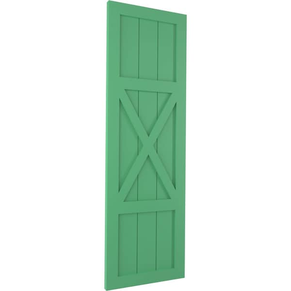 Ekena Millwork True Fit PVC Center X-Board Farmhouse Fixed Mount Shutters, Lilly Pads , 12W x 31H, PR - TFP107FH12X031LP