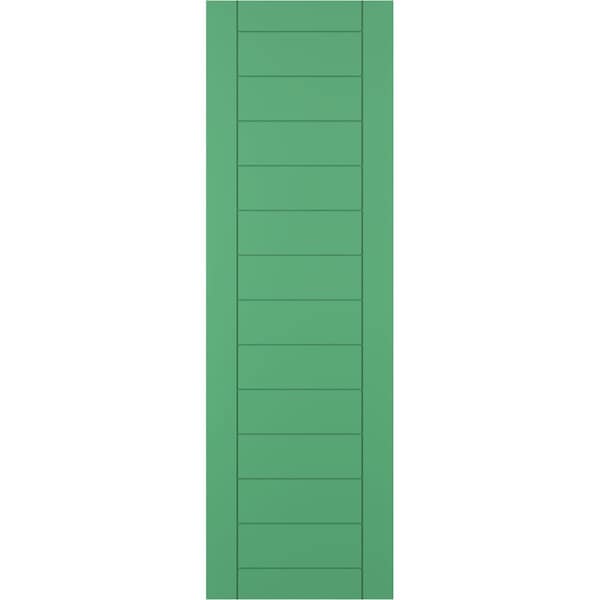 Ekena Millwork True Fit PVC Horizontal Slat Framed Modern Style Fixed Mount Shutters, Lilly Pads, 18W x 43H, PR - TFP001HF18X043LP