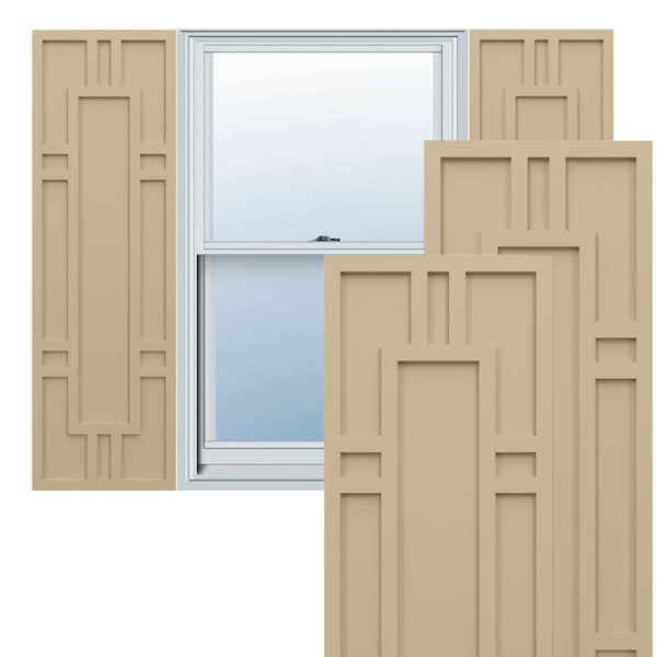 Ekena Millwork True Fit PVC Hastings Fixed Mount Shutters, Natural Twine, 15W x 70H, PR - TFP001HS15X070NT