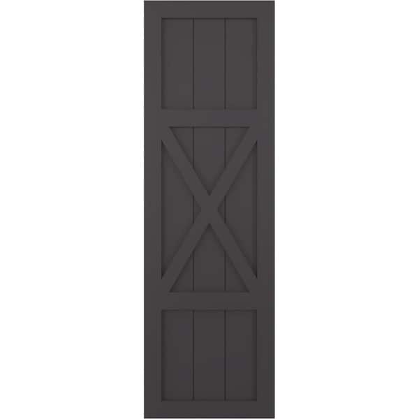 Ekena Millwork True Fit PVC Center X-Board Farmhouse Fixed Mount Shutters, Shadow Mountain , 15W x 60H, PR - TFP107FH15X060SM