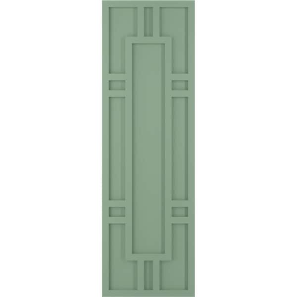 Ekena Millwork True Fit PVC Hastings Fixed Mount Shutters, Track Green, 12W x 42H, PR - TFP001HS12X042TG