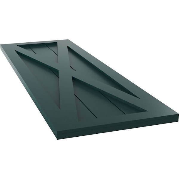 Ekena Millwork True Fit PVC Single X-Board Farmhouse Fixed Mount Shutters, Thermal Green, 12W x 59H, PR - TFP001FH12X059FG