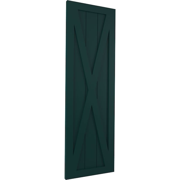Ekena Millwork True Fit PVC Single X-Board Farmhouse Fixed Mount Shutters, Thermal Green, 12W x 59H, PR - TFP001FH12X059FG