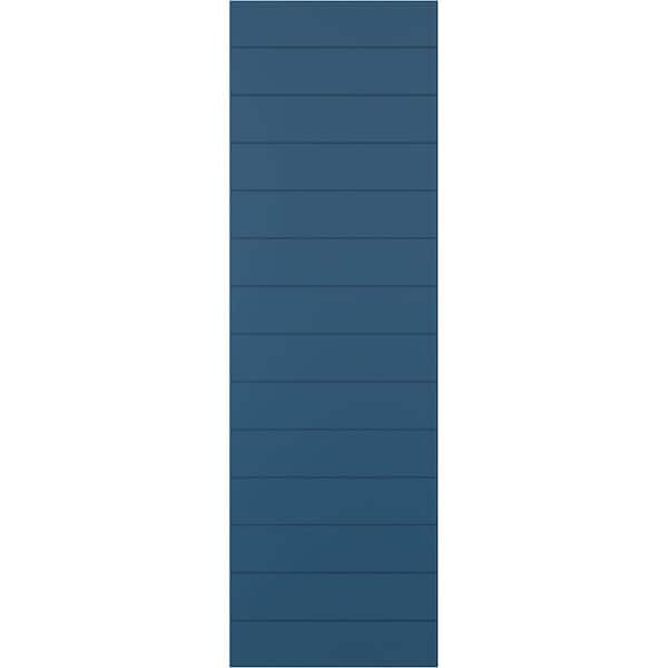Ekena Millwork True Fit PVC Horizontal Slat Modern Style Fixed Mount Shutters, Sojourn Blue, 12W x 61H, PR - TFP001HZ12X061HB