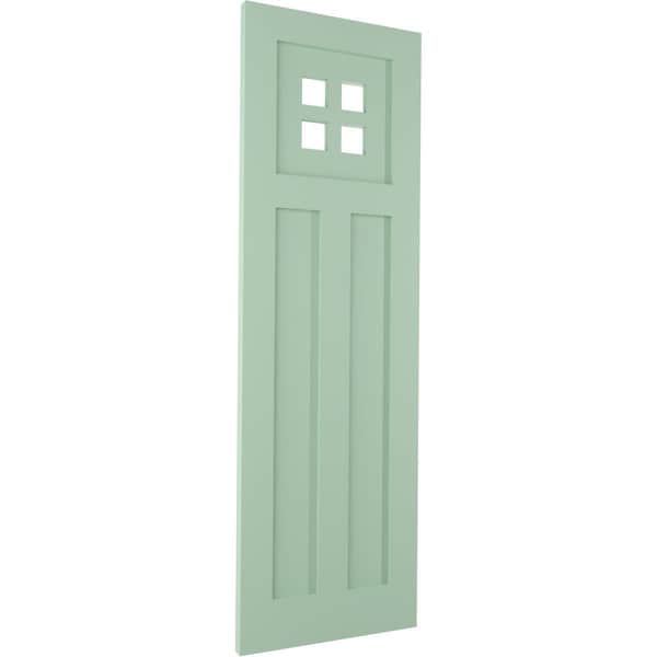 Ekena Millwork True Fit PVC San Antonio Mission Style Fixed Mount Shutters, Seaglass, 12W x 70H, PR - TFP001ST12X070SG