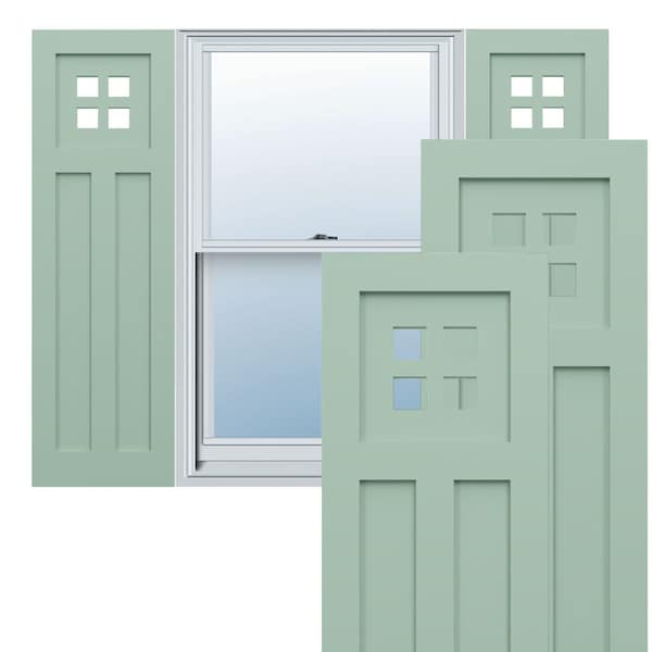 Ekena Millwork True Fit PVC San Antonio Mission Style Fixed Mount Shutters, Seaglass, 12W x 70H, PR - TFP001ST12X070SG