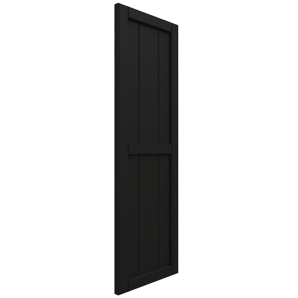 Ekena Millwork True Fit PVC, Four Board Framed Board-n-Batten Shutters, Black, 21 1/2W x 103H, PR - TFP101BF21X103BL