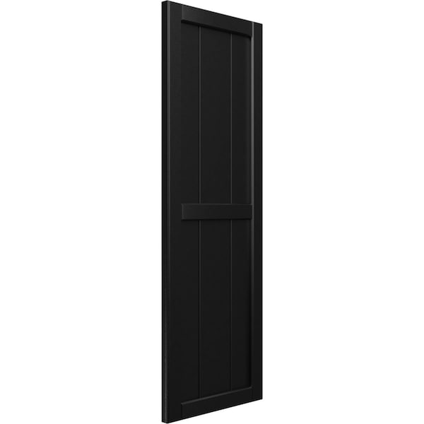 Ekena Millwork True Fit PVC, Four Board Framed Board-n-Batten Shutters, Black, 21 1/2W x 103H, PR - TFP101BF21X103BL