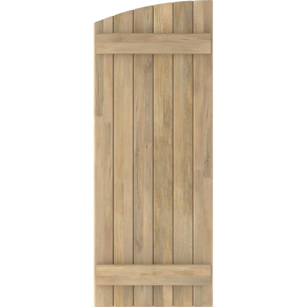 Ekena Millwork Americraft 6-Board (2 Batten) Wood Joined Board-n-Batten Shutters w/Ellipt Top, ARW101BE621X79UNH, PR - ARW101BE621X79UNH