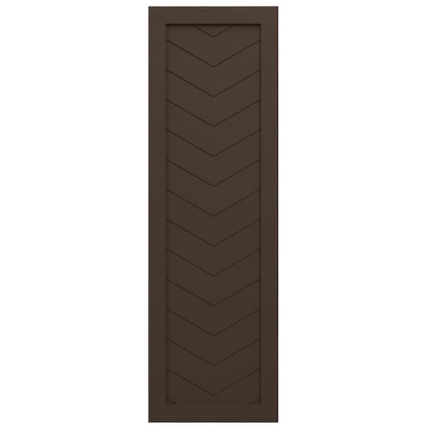 Ekena Millwork True Fit PVC Single Panel Chevron Modern Style Fixed Mount Shutters, Raisin Brown, 18W x 53H, PR - TFP001CV18X053TB