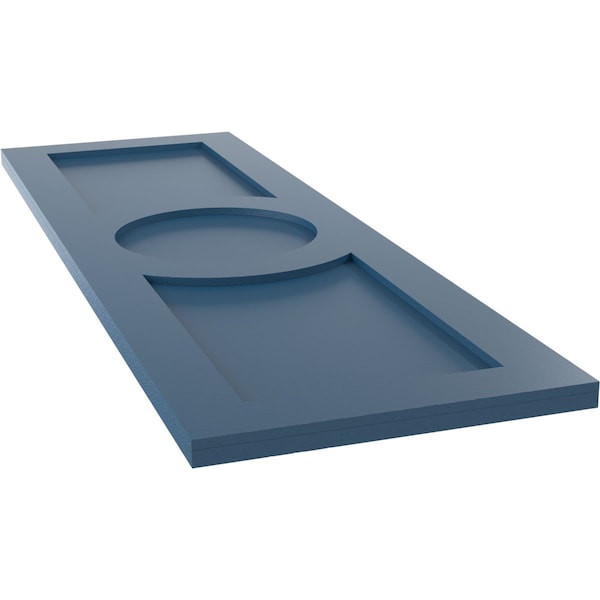 Ekena Millwork True Fit PVC Center Circle Arts & Crafts Fixed Mount Shutters, Sojourn Blue, 18W x 55H, PR - TFP001AC18X055HB