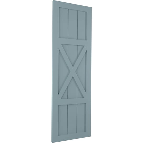 Ekena Millwork True Fit PVC Center X-Board Farmhouse Fixed Mount Shutters, Peaceful Blue , 15W x 37H, PR - TFP107FH15X037SB