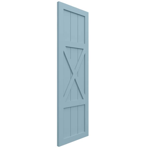 Ekena Millwork True Fit PVC Center X-Board Farmhouse Fixed Mount Shutters, Peaceful Blue , 15W x 37H, PR - TFP107FH15X037SB