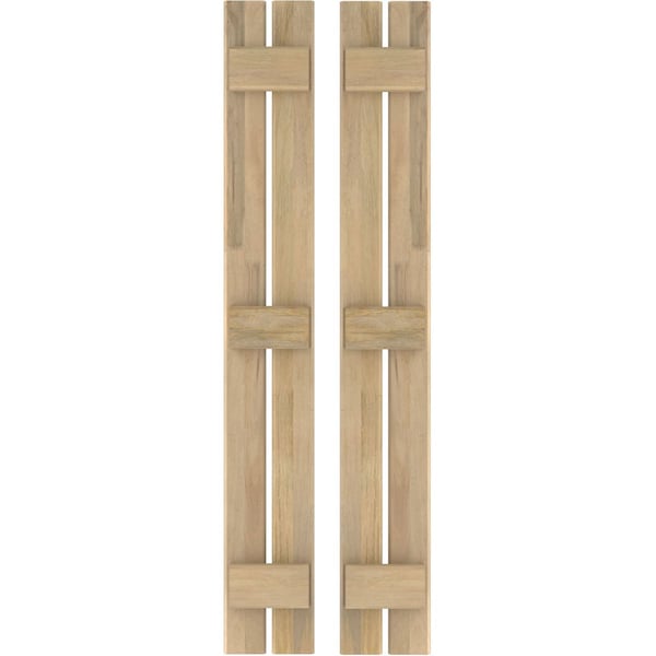 Ekena Millwork Americraft 2-Board (3 Batten) Exterior Real Wood Spaced Board-n-Batten Shutters, ARW401SB207X68UNH, PR - ARW401SB207X68UNH