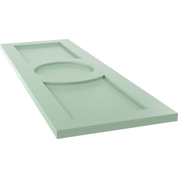 Ekena Millwork True Fit PVC Center Circle Arts & Crafts Fixed Mount Shutters, Seaglass, 15W x 57H, PR - TFP001AC15X057SG