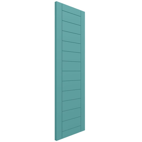 Ekena Millwork True Fit PVC Horizontal Slat Framed Modern Style Fixed Mount Shutters, Pure Turquoise, 12W x 56H, PR - TFP001HF12X056PT