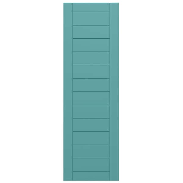 Ekena Millwork True Fit PVC Horizontal Slat Framed Modern Style Fixed Mount Shutters, Pure Turquoise, 12W x 56H, PR - TFP001HF12X056PT