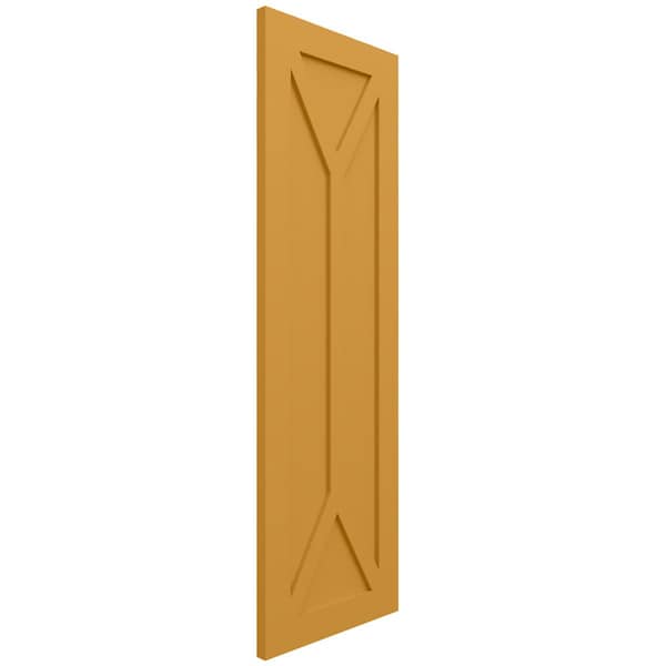 Ekena Millwork True Fit PVC San Carlos Mission Style Fixed Mount Shutters, Turmeric, 15W x 40H, PR - TFP001SC15X040TU