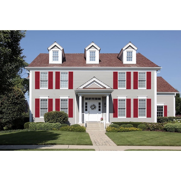 Ekena Millwork True Fit PVC Two Equal Louver Shutters, Fire Red, 12W x 47H, PR - TFP101LVF12X047BR