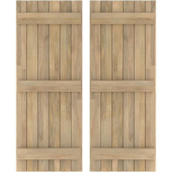 Ekena Millwork Americraft 6-Board (3 Batten) Exterior Real Wood Joined Board-n-Batten Shutters, ARW401BB621X67UNH, PR - ARW401BB621X67UNH