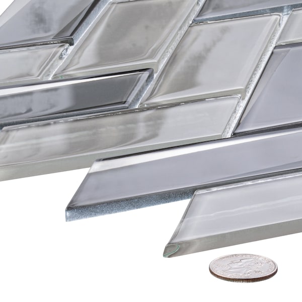 Andova Tiles ANDOVA TILES Flight 2" x 4.25" Glass Herringbone / Chevron Mosaic Wall Tile - ANDFLI386