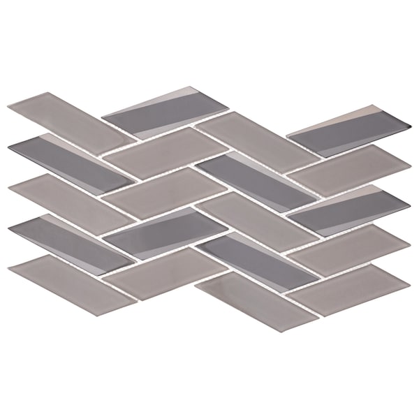 Andova Tiles ANDOVA TILES Flight 2" x 4.25" Glass Herringbone / Chevron Mosaic Wall Tile - ANDFLI386