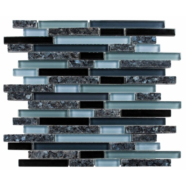 Andova Tiles SAMPLE-Nuit Glass and Granite Brick Joint Mosaic Sheet Wall & Floor Tile - SAM-ANDNUI1031