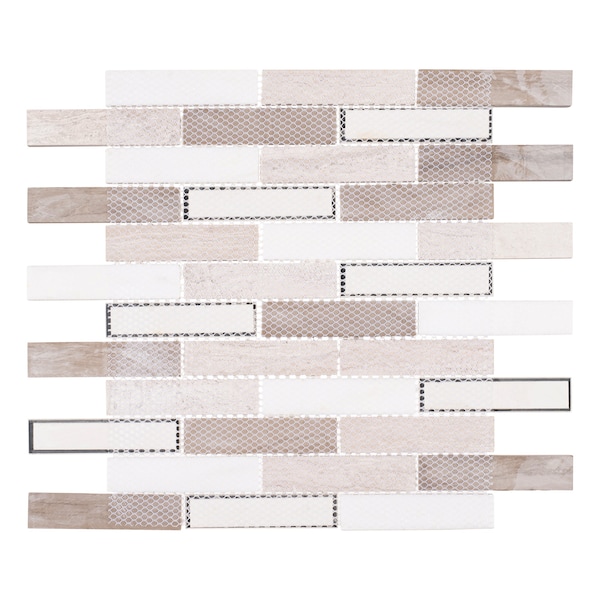 Andova Tiles SAMPLE Mergo 1 x 3 Beveled Marble Brick Joint Mosaic Tile - SAM-ANDMER483