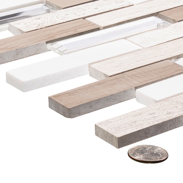 Andova Tiles SAMPLE Mergo 1 x 3 Beveled Marble Brick Joint Mosaic Tile - SAM-ANDMER483