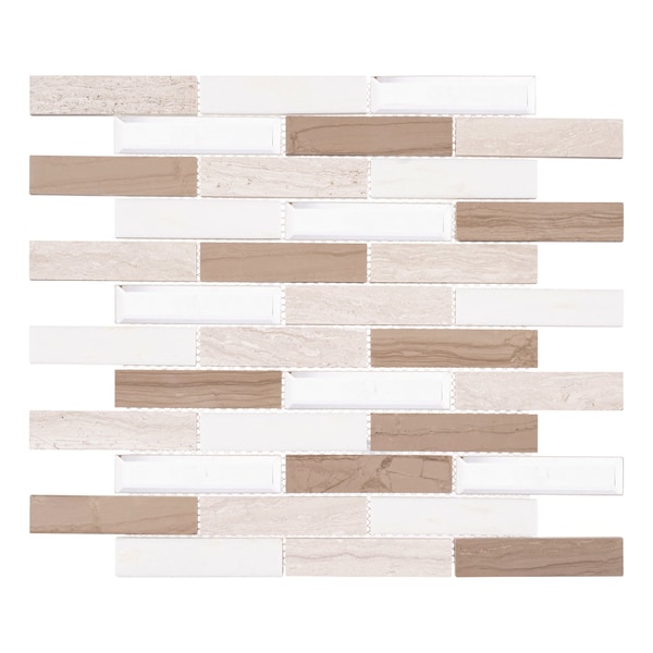 Andova Tiles SAMPLE Mergo 1 x 3 Beveled Marble Brick Joint Mosaic Tile - SAM-ANDMER483