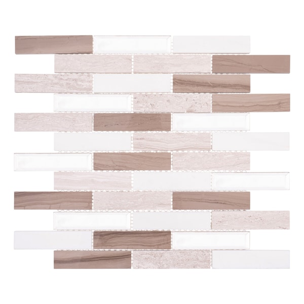 Andova Tiles SAMPLE Mergo 1 x 3 Beveled Marble Brick Joint Mosaic Tile - SAM-ANDMER483