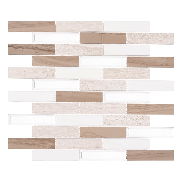 Andova Tiles SAMPLE Mergo 1 x 3 Beveled Marble Brick Joint Mosaic Tile - SAM-ANDMER483