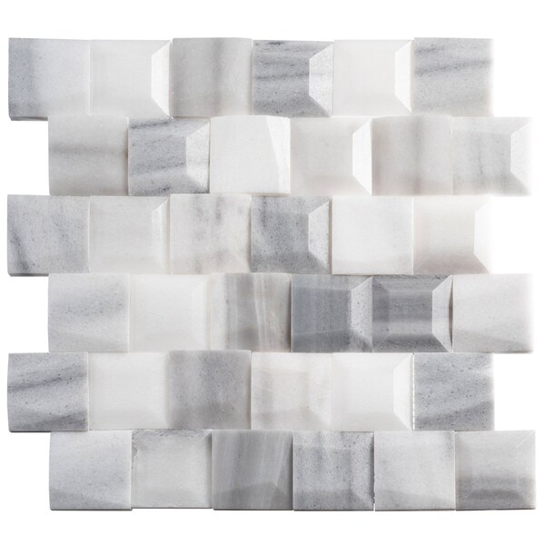 Andova Tiles ANDOVA TILES Regal 2" x 2" Beveled Marble Brick Joint Mosaic Wall Tile - ANDREG527
