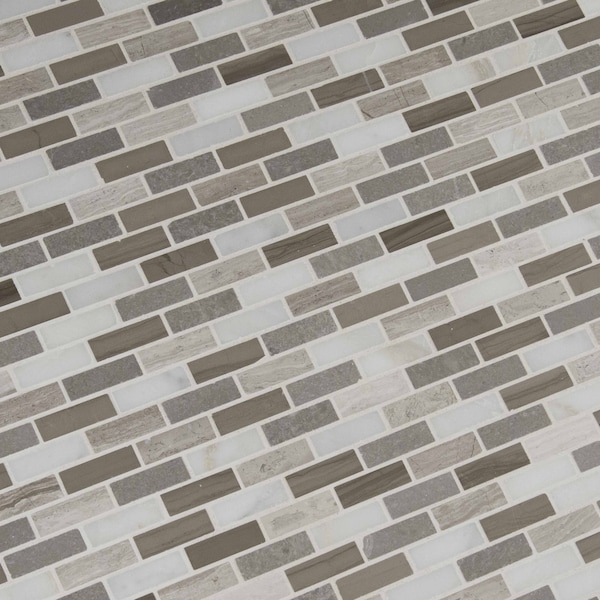 Msi Arctic Storm SAMPLE Honed Marble Mesh-Mounted Mosaic Floor And Wall Tile - ZOR-MD-0127-SAM