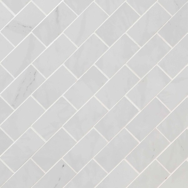 Msi Aria Ice 2 In. X 4 In. Polished Porcelain Mesh-Mounted Mosaic Tile, 8PK - ZOR-PT-0374