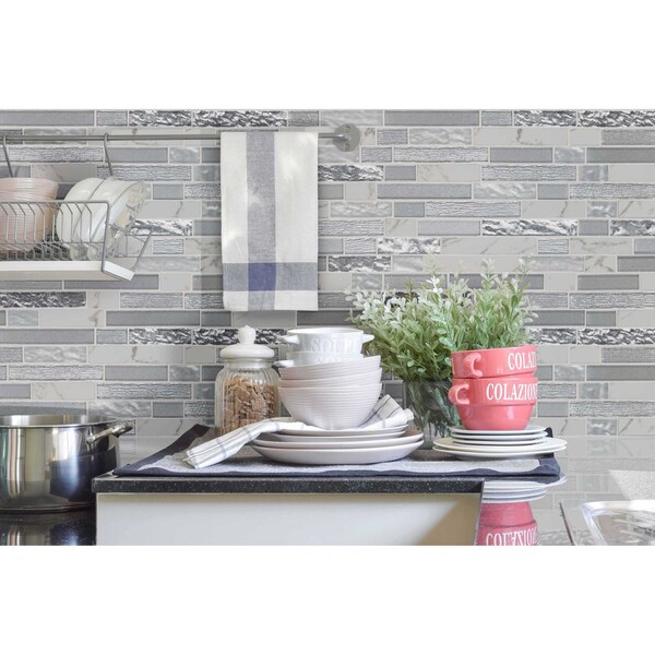 Msi Whistler Ice Interlocking 11.81 In. X 12 In. X 8Mm Glass Mesh-Mounted Mosaic Tile, 10PK - ZOR-MD-0156
