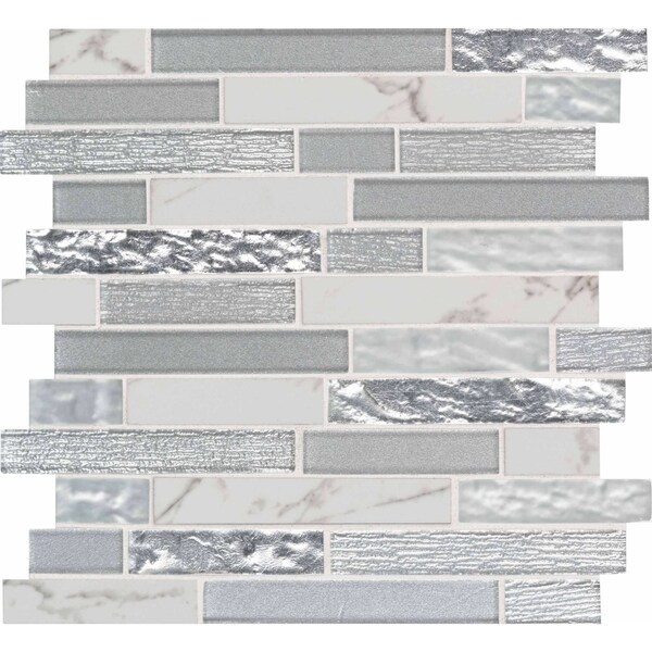 Msi Whistler Ice Interlocking 11.81 In. X 12 In. X 8Mm Glass Mesh-Mounted Mosaic Tile, 10PK - ZOR-MD-0156