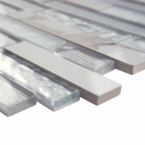 Msi Whistler Ice Interlocking 11.81 In. X 12 In. X 8Mm Glass Mesh-Mounted Mosaic Tile, 10PK - ZOR-MD-0156