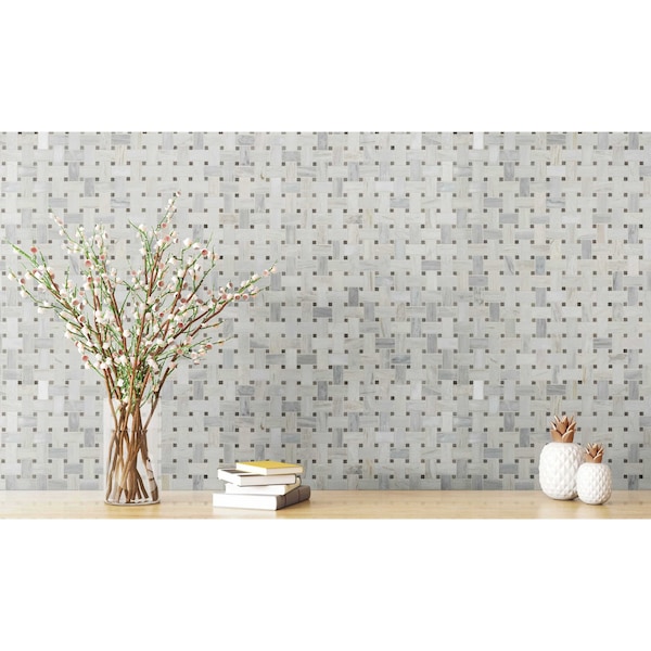 Msi Angora Basket Weave 12 In. X 12 In. X 10 Mm Polished Marble Mesh-Mounted Mosaic Tile, 10PK - ZOR-MD-0157