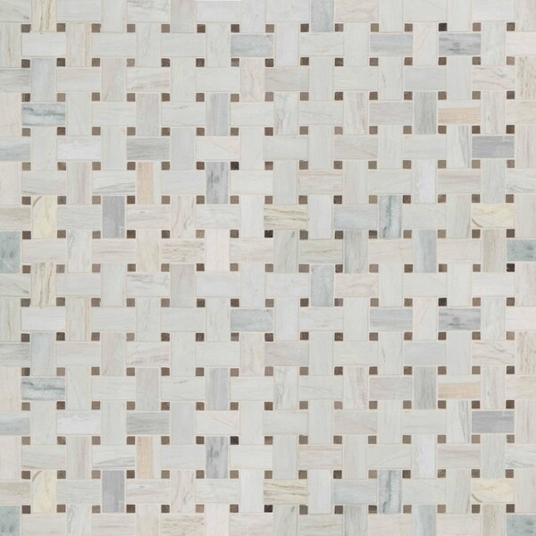 Msi Angora Basket Weave 12 In. X 12 In. X 10 Mm Polished Marble Mesh-Mounted Mosaic Tile, 10PK - ZOR-MD-0157