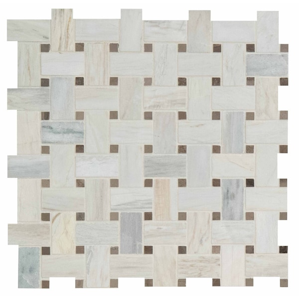 Msi Angora Basket Weave 12 In. X 12 In. X 10 Mm Polished Marble Mesh-Mounted Mosaic Tile, 10PK - ZOR-MD-0157