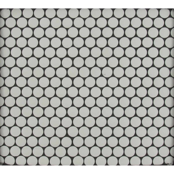 Msi Penny Round Bianco 11.38 In. X 12.32 In. X 6 Mm Matte Porcelain Mesh-Mounted Mosaic Tile, 15PK - ZOR-MD-0229