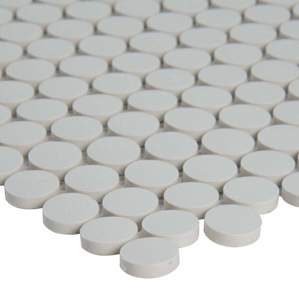 Msi Penny Round Bianco 11.38 In. X 12.32 In. X 6 Mm Matte Porcelain Mesh-Mounted Mosaic Tile, 15PK - ZOR-MD-0229