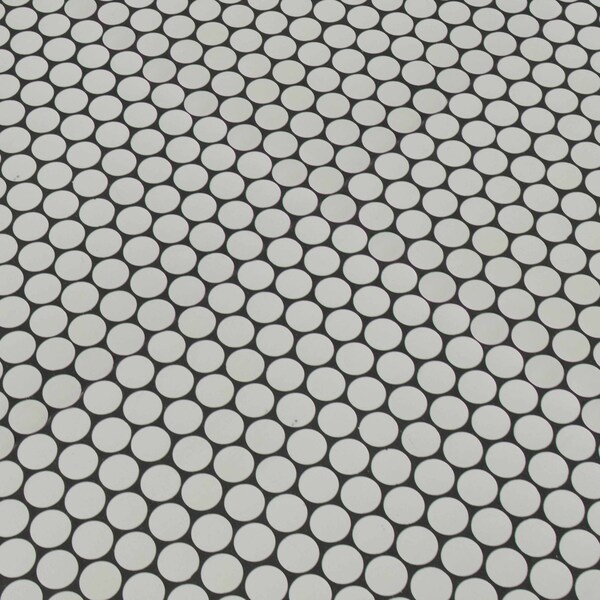 Msi Penny Round Bianco 11.38 In. X 12.32 In. X 6 Mm Matte Porcelain Mesh-Mounted Mosaic Tile, 15PK - ZOR-MD-0229